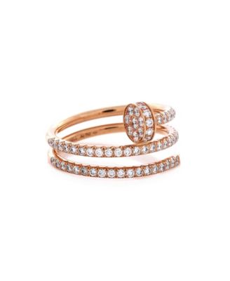  Small Juste un Clou Paved Double Ring 18K Rose Gold and Diamonds
