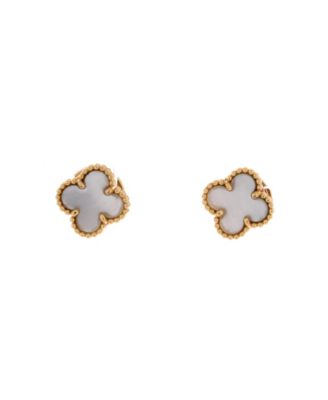  Sweet Alhambra Stud Earrings 18K Gold and Mother of Pearl