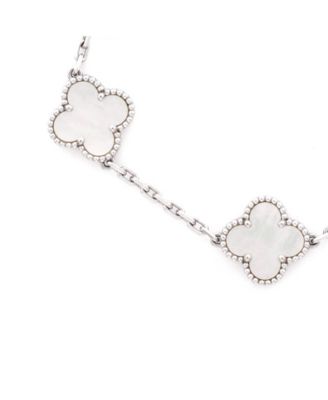  Vintage Alhambra 5 Motifs Bracelet 18K White Gold and Mother of Pearl