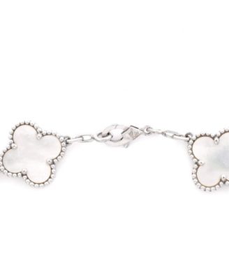  Vintage Alhambra 5 Motifs Bracelet 18K White Gold and Mother of Pearl