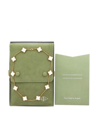  Vintage Alhambra 10 Motifs Necklace 18K Gold and Mother of Pearl, 17"