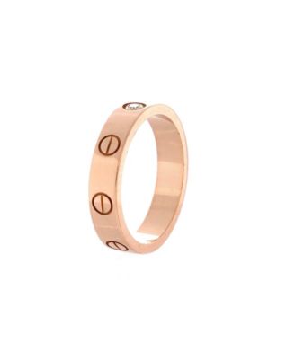  Love Wedding Band 1 Diamond Ring 18K Rose Gold with Diamond