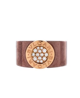  Cigar Band Ring 18k Rose Gold and Metal with Diamonds