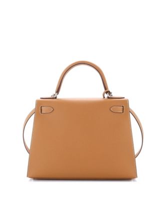 Kelly 28 Handbag Brown Epsom with Palladium Hardware