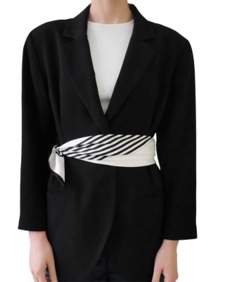 Striped Cream Silk Scarf