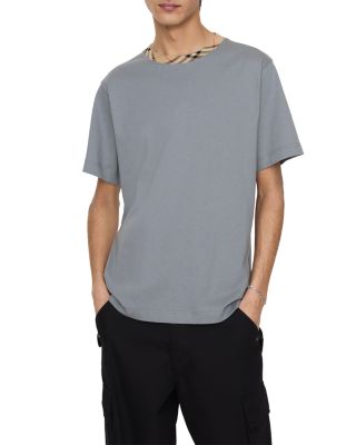 Check Trim Cotton Tee Shirt