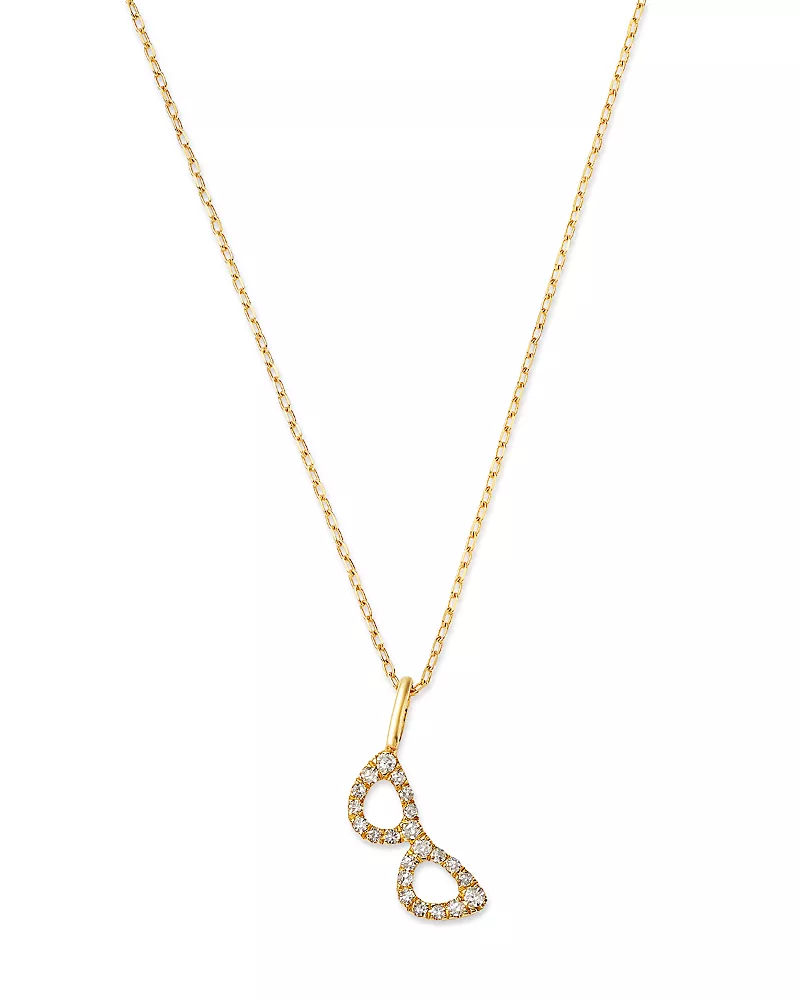 Adina Reyter 10K & 14K Yellow Gold Diamond Sunglasses Pendant Necklace. 15-16 - Exclusive