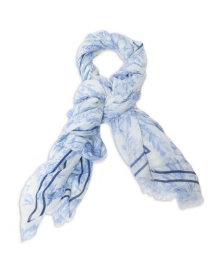 Floral Print Wool Blend Shawl 