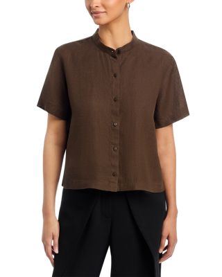 Mandarin Collar Short Sleeve Shirt