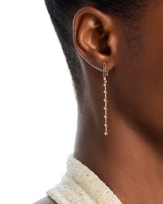 Diamond Linear Station Drop Earrings in 14K Yellow Gold, 0.37 tcw