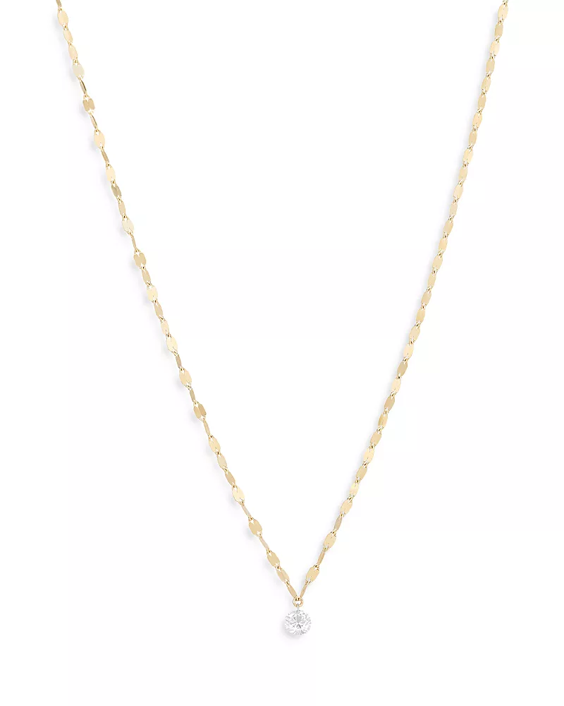 Lana 14K Yellow Gold Diamond Solitaire Pendant Necklace, 16