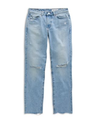 Sandra Low Rise Straight Jeans in Soft Focus Destructed