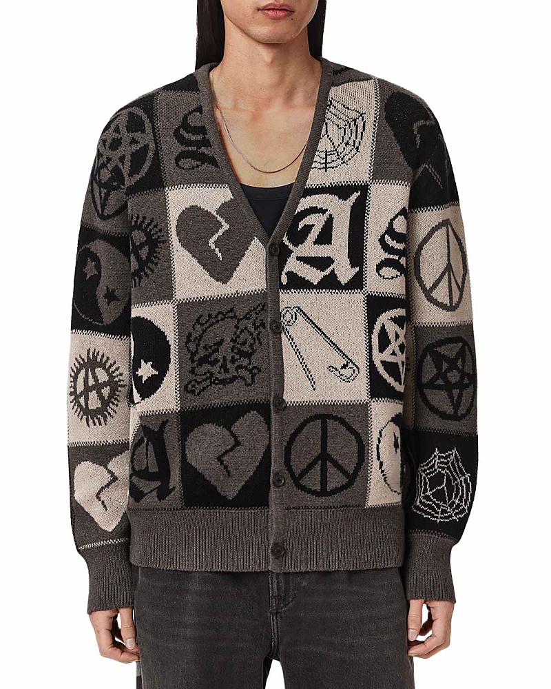 Allsaints Barker Graphic Cardigan Sweater