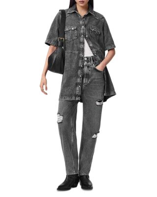 Daisy High Rise Tapered Jeans in Washed Grey