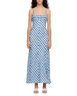 Colette Gingham Lace Up Maxi Dress
