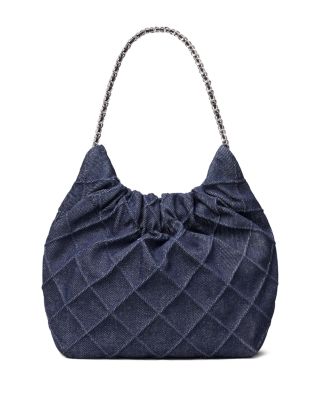 Fleming Mini Soft Denim Hobo Bag