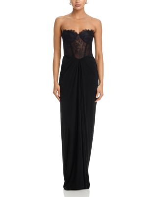 Lace Jersey Floor Sweeping Gown