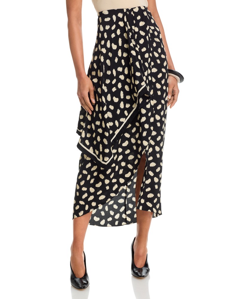 Johanna Ortiz Captivation Silk Ankle Skirt in Black/Ecru