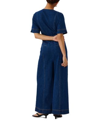 Petite Denim Button Front Jumpsuit
