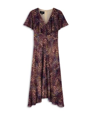 Orchid Print Cape Sleeve Dress