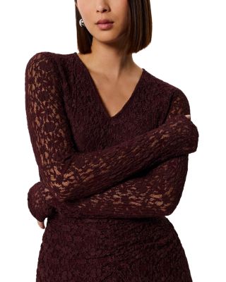 Ruched Bodice Lace Dress