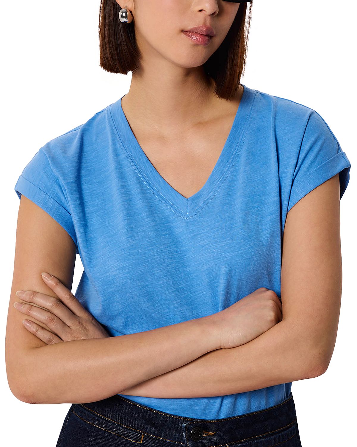 Whistles Willa V Neck Cap Sleeve Tee