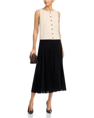 Pleated Pull On Knit Skirt