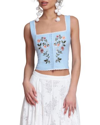 Embroidered Top & Embroidered Mini Skirt