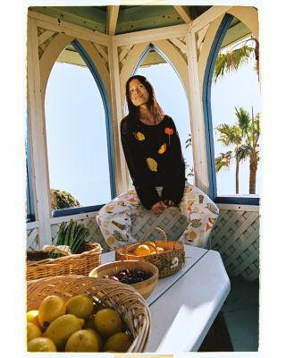 Printed High Rise Wide Leg Jeans in Fruit Print - Exclusive 