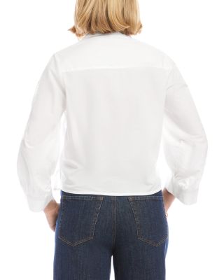 Embroidered Tie Front Blouse