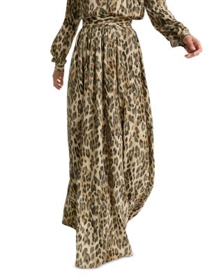 Silk Leopard Print Floor Length Skirt