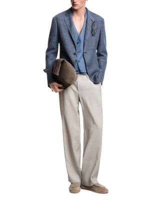 Icon Cotton Blazer Jacket with Knit Effect 3D Texture