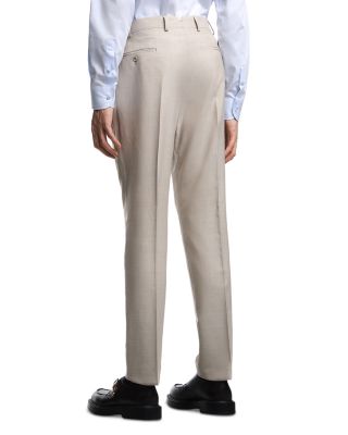 Wool, Silk & Linen Flat Front Trousers