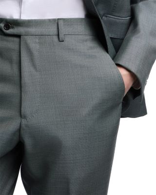 M Line Slim Fit Single Breasted Notch Lapel Suit in Sharkskin Wool