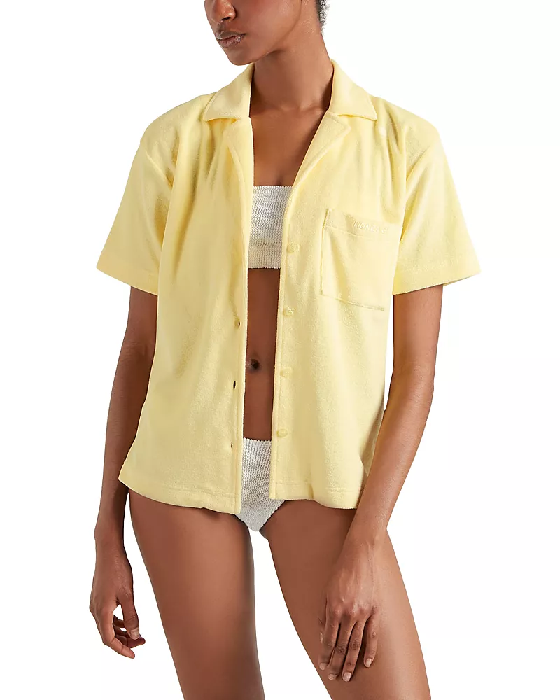 Hunza G Short Sleeve Towelling Shirt Swim Cover-Up