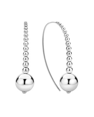 Sterling Silver Caviar Bubbly Graduated Bead Threader Earrings