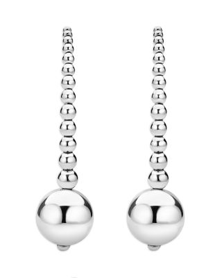 Sterling Silver Caviar Bubbly Graduated Bead Threader Earrings