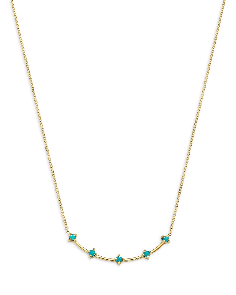 Zoe Chicco 14K Yellow Gold Turquoise Gemstones Dash Bar Necklace, 14