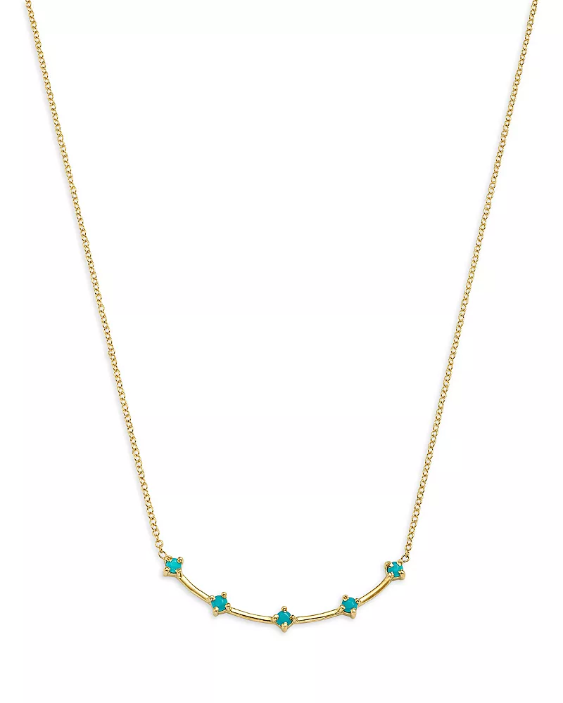 Zoe Chicco 14K Yellow Gold Turquoise Gemstones Dash Bar Necklace, 14