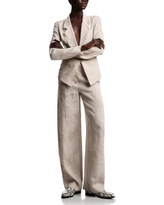 Mixed Linen Chambray Straight Pants