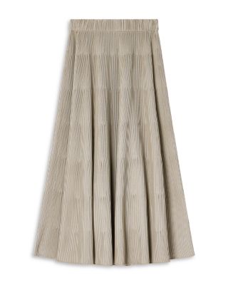 Bicolor Ribbed Midi Skirt