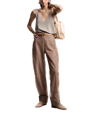 Metallic Floral Embroidered Tulle Pants