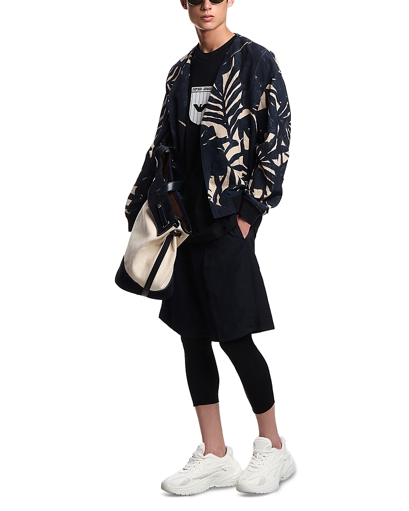 Emporio Armani Blouson Palm Leaf Linen Blend Jacket