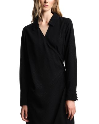Micro Jacquard Long Sleeve Dress