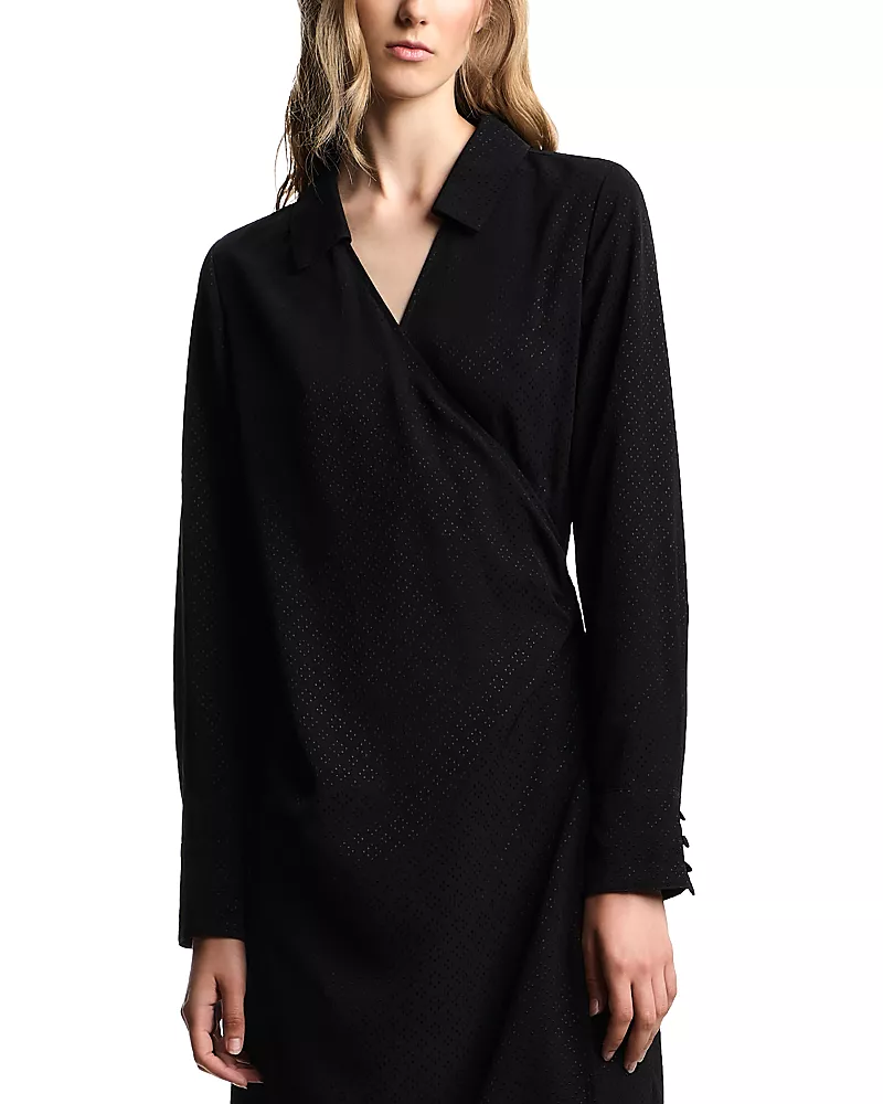 Emporio Armani Micro Jacquard Long Sleeve Dress