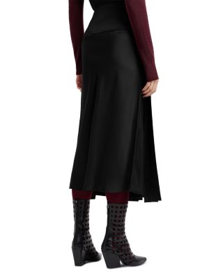 Satin Fringe Midi Skirt