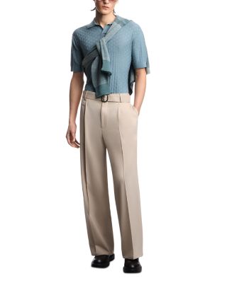 Knit Basketweave Polo Sweater