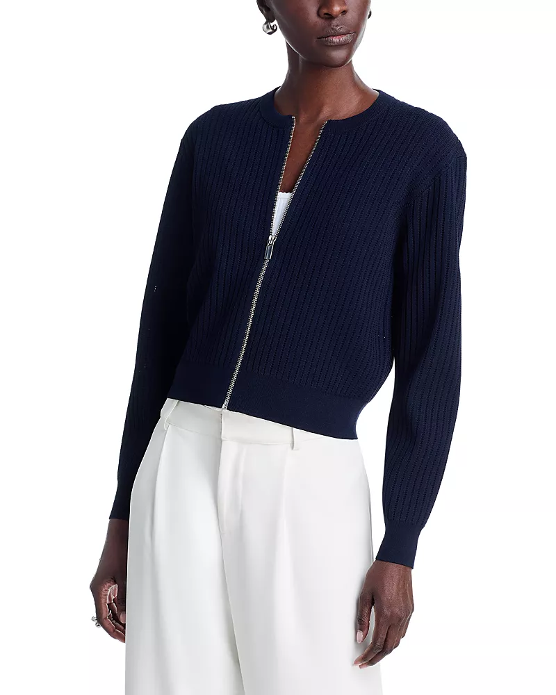 Theory Pointelle Bomber Sweater