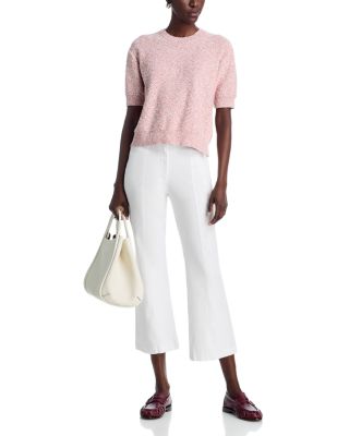 Cropped Tweed Short Sleeve Sweater