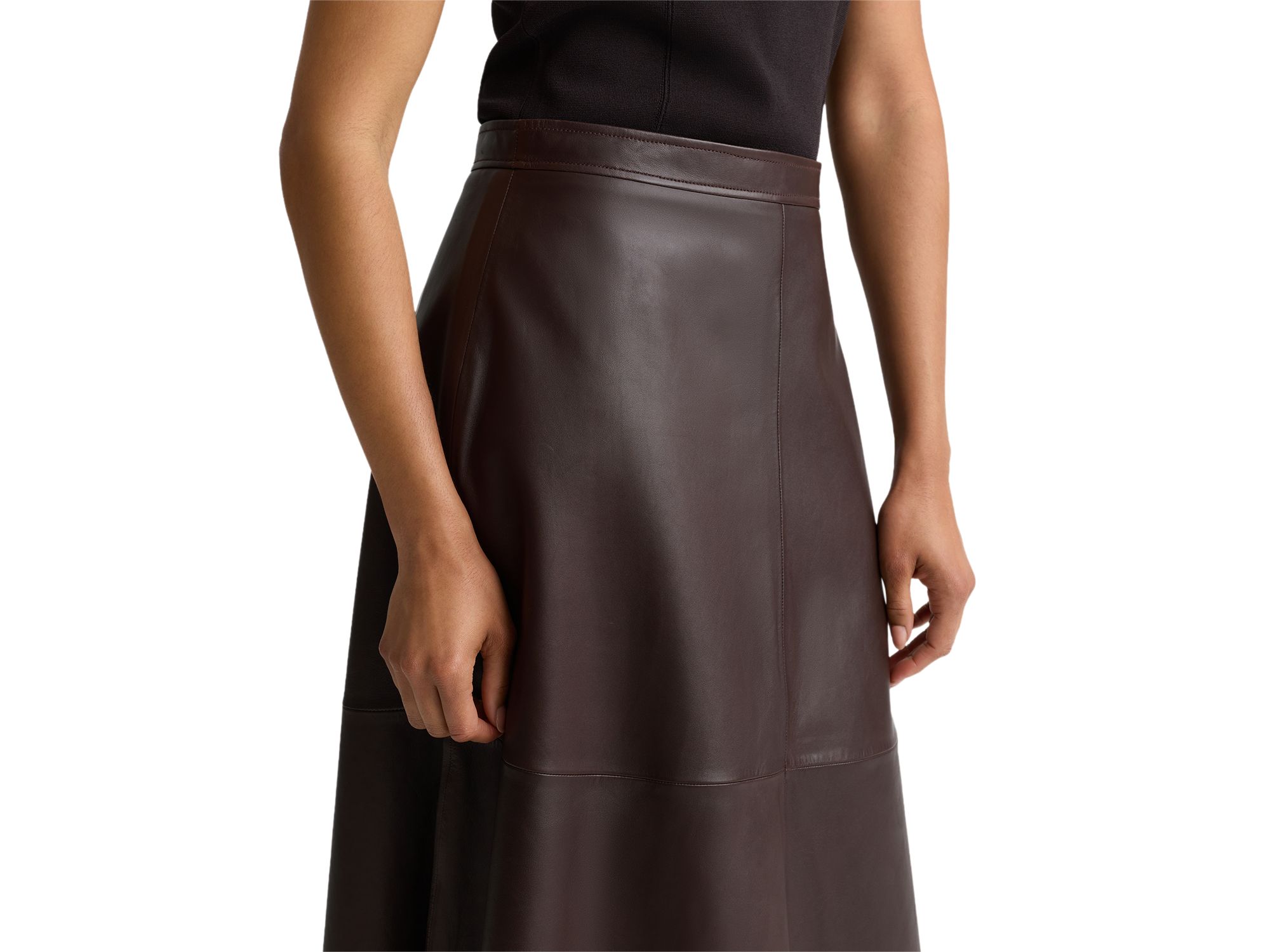 Soft Nappa Leather Midi Skirt — Image 4